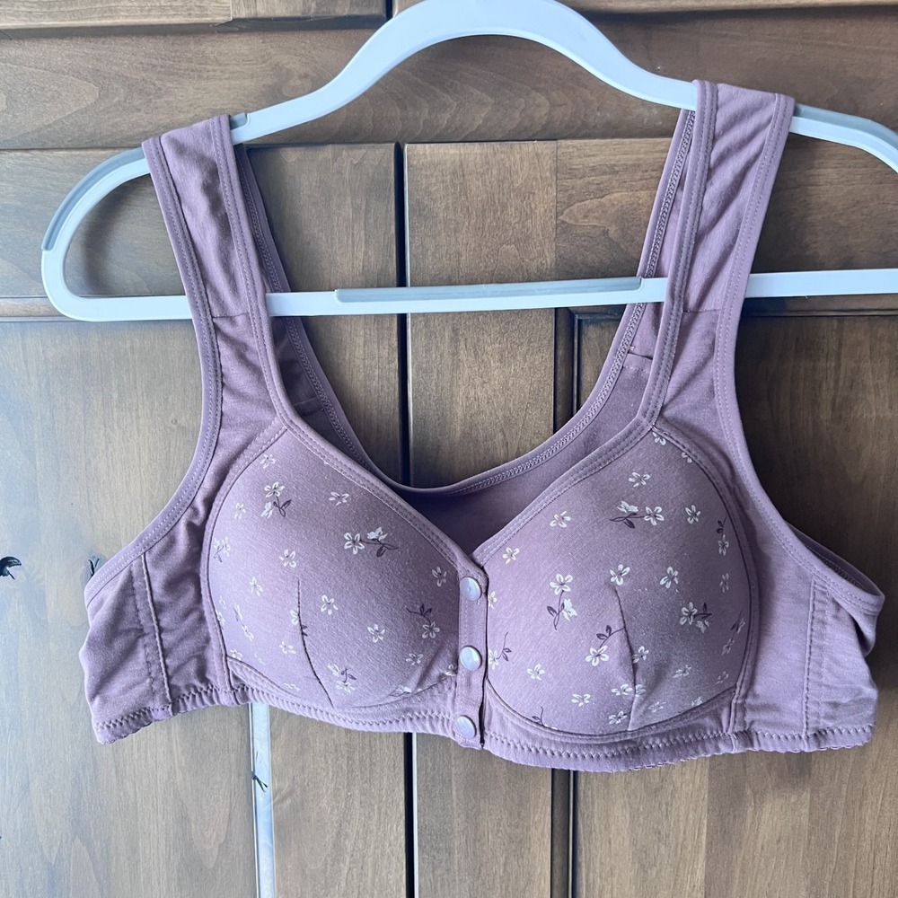 DAISY-Women's Purple Flower Snap Front Bra Size 36C